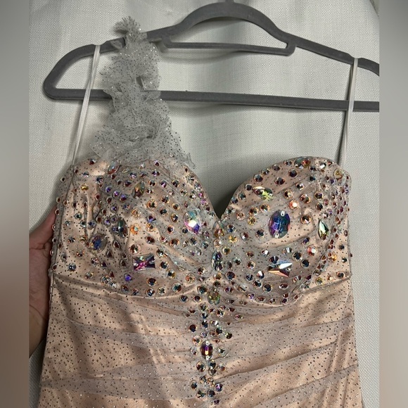 L’Mode Bridal Champagne Sparkly Rhinestone Prom Homecoming Dress Small - Picture 6 of 15